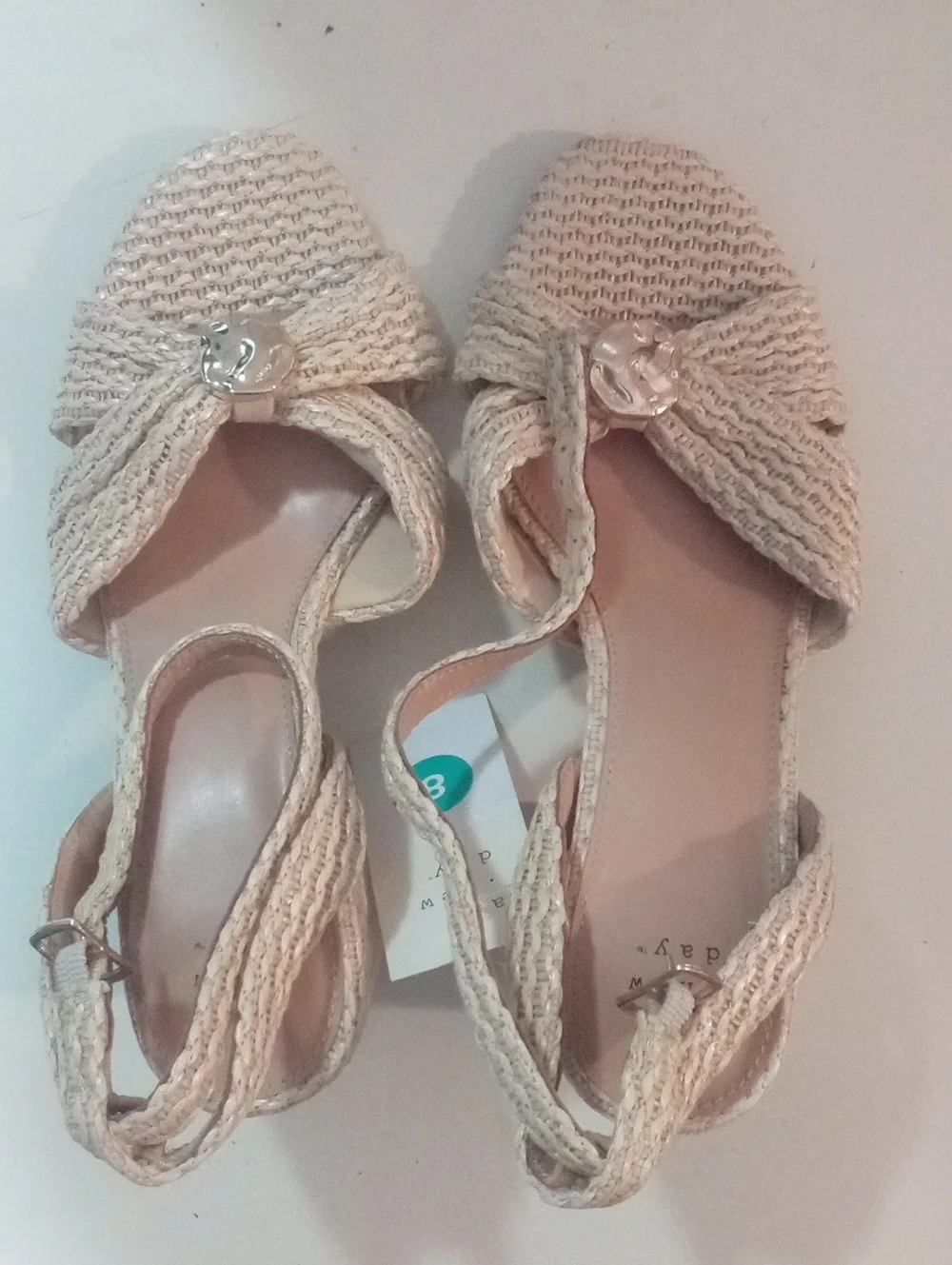 A New Day Woven Beige Open-Toe Slingback Heels Sz 8 NWT $45